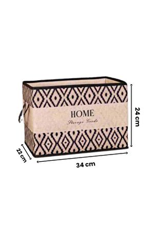 Home Storage Goods Dekoratif Kulplu Saklama Kutusu, Çok Amaçlı Kutu ve Dolap Raf Düzenleyici 22x34x24 cm