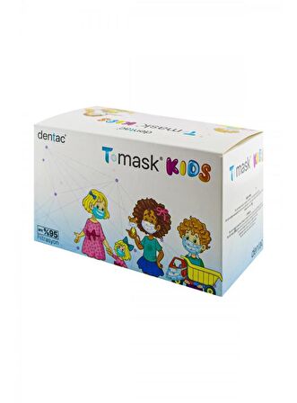 Dentac T-Mask Kids 3 Katlı Cerrahi Renkli Çocuk Maskesi 50 Adet