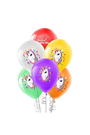 Balon Lisanslı Unicorn Rainbow Karışık 5'li 