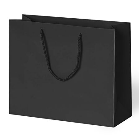 54x38x12 cm – Siyah Düz Lüks Karton Hediye Çantası Büyük Boy Özel Sunum ve Alışveriş Çantası