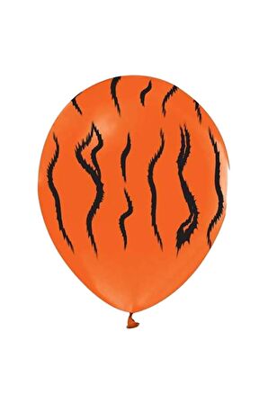 Çepeçevre Kaplan Baskılı Turuncu Balon 10'lu 