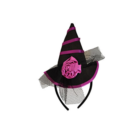 Halloween Cadılar Bay.Mor Siyah Güllü Mini Şapka