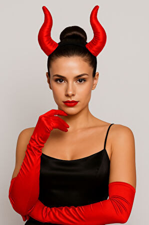 Halloween Cadılar Bayramı Taç Malefiz Kırmızı Çift Boynu Parti Kostümü Maleficent Taç