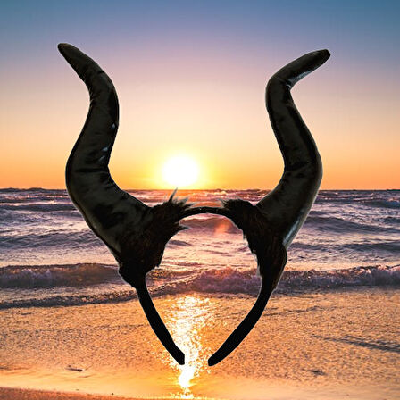 Halloween Cadılar Bayramı Taç Malefiz Siyah Çift Boynu Parti Kostümü Maleficent Taç