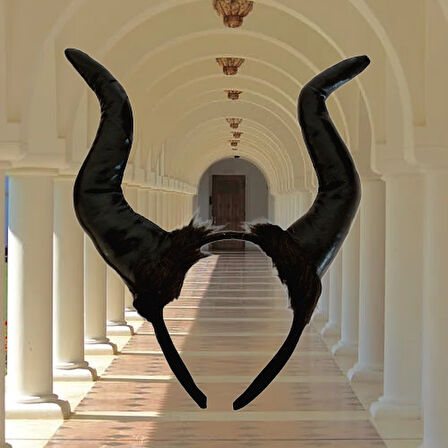 Halloween Cadılar Bayramı Taç Malefiz Siyah Çift Boynu Parti Kostümü Maleficent Taç