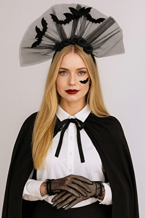 Halloween Cadılar Bay.Güllü Tüylü Yarasa Taç  