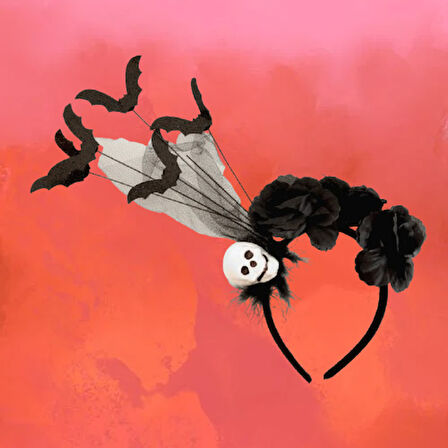 Halloween Cadılar Bay.Siyah Kuruk.Gül,tül yarasa