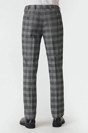 Bisse Erkek Regular Fit Platinum Ekoseli Klasik Pantolon GRİ PPNK19K19220_D55
