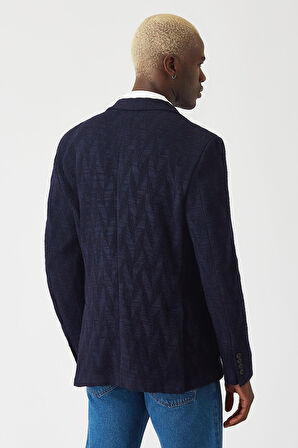 Bisse Slim Fit Drop 6 Desenli Blazer Lacivert Erkek Ceket BCK20K20508_D40
