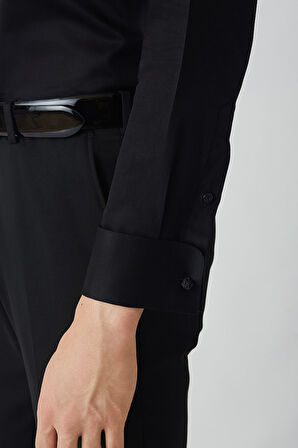 Bisse Slim Fit Ata Yaka Siyah Erkek Smokin Gömlek GM21Y211350_D99