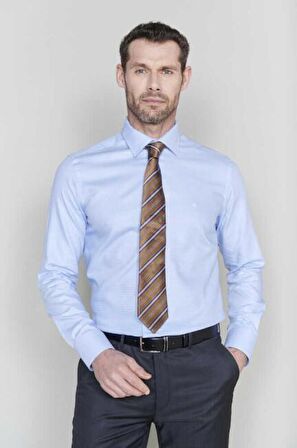 Bisse Erkek Slim Fit Uzun Kollu Klasik Gömlek MAVİ GM21K212104_K35