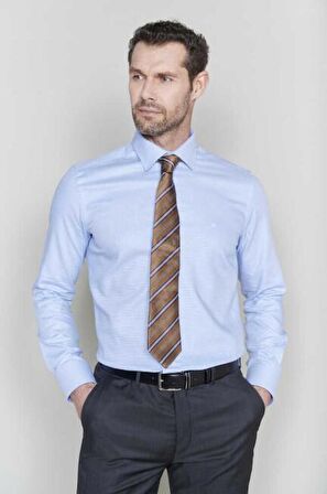 Bisse Erkek Slim Fit Uzun Kollu Klasik Gömlek MAVİ GM21K212104_K35