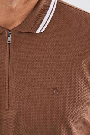 Bisse Erkek Polo Yaka Fermuarlı T-Shirt CAMEL TS22Y22111_D70