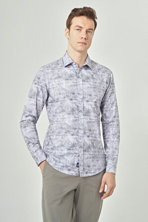 Bisse Slim Fit Gri Spor Erkek Gömlek GM22Y221038_K55