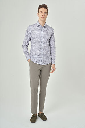 Bisse Slim Fit Gri Spor Erkek Gömlek GM22Y221038_K55
