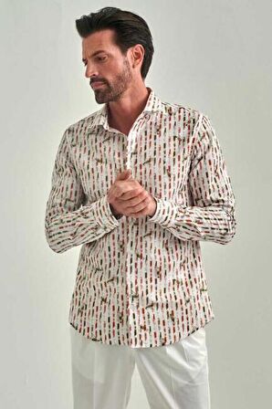 Bisse Erkek Slim Fit Uzun Kollu Spor Gömlek KAHVE GM22Y221036_K11