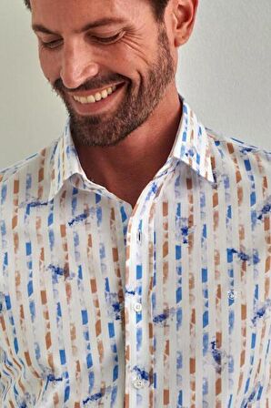 Bisse Erkek Slim Fit Uzun Kollu Spor Gömlek MAVİ GM22Y221036_K35