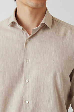 Bisse Erkek Regular Fit Uzun Kollu Spor Gömlek BEJ GM22Y221044_D07