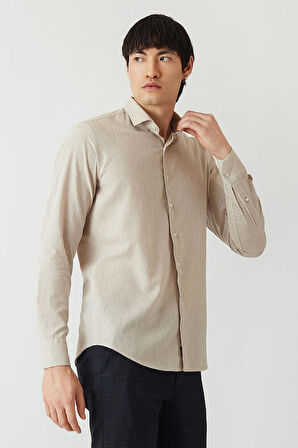 Bisse Erkek Regular Fit Uzun Kollu Spor Gömlek BEJ GM22Y221044_D07