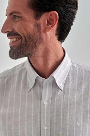 Bisse Erkek Regular Fit Çizgil iUzun Kollu Spor Gömlek GRİ GM22Y221040_C55