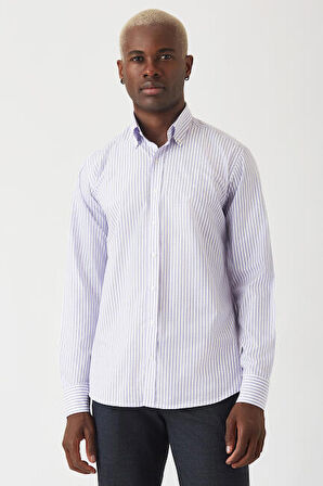 Bisse Erkek Regular Fit Uzun Kollu Desenli Gömlek LILA GM22Y221016_C44
