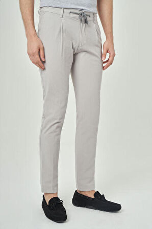 Bisse Erkek Beli Lastikli ve İpli 4 Cep Pileli Spor Pantolon GRİ PNS22Y22107_D55