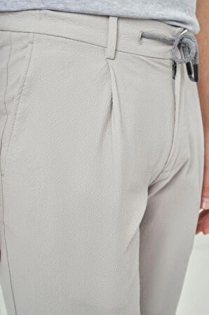 Bisse Erkek Beli Lastikli ve İpli 4 Cep Pileli Spor Pantolon GRİ PNS22Y22107_D55