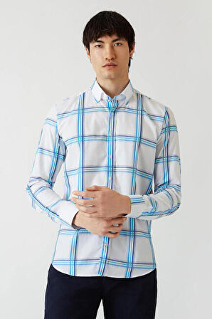 Bisse Erkek Regular Fit Uzun Kollu Spor Gömlek TURKUAZ GM22Y221025_E31