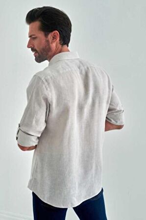 Bisse Erkek Regular Fit Uzun Kollu Keten Gömlek TAS GM22Y221117_D60