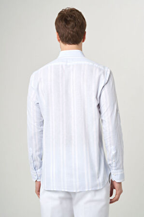 Bisse Regular Fit Uzun Kollu Mavi Çizgili Erkek Gömlek GM22Y221131_C35