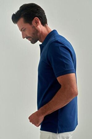 Bisse Erkek Balenli Yaka  Basic Regular Fit T-Shirt INDIGO TS22Y22013_D66