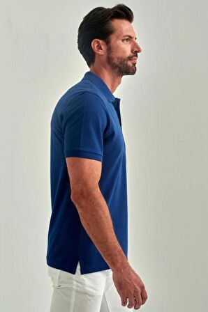 Bisse Erkek Balenli Yaka  Basic Regular Fit T-Shirt INDIGO TS22Y22013_D66