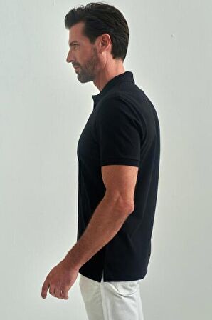 Bisse Erkek Balenli Yaka  Basic Regular Fit T-Shirt SIYAH TS22Y22013_D99