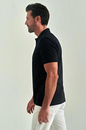 Bisse Erkek Balenli Yaka  Basic Regular Fit T-Shirt SIYAH TS22Y22013_D99