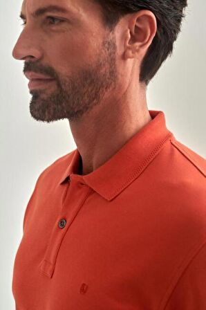 Bisse Erkek Petek Yakalı Basic Regular Fit T-Shirt ORANJ TS22Y22014_D22