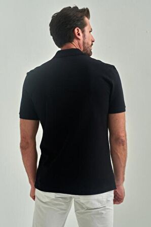 Bisse Erkek Petek Yakalı Basic Regular Fit T-Shirt SIYAH TS22Y22014_D99