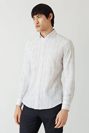 Bisse Erkek Slim Fit Uzun Kollu Spor Gömlek KAHVE GM22Y221149_D11