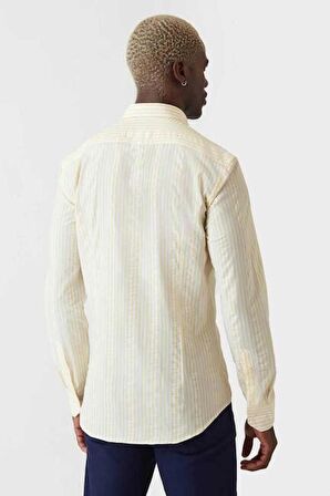 Bisse Erkek Slim Fit Uzun Kol Spor Gömlek SARI GM22Y221162_C17