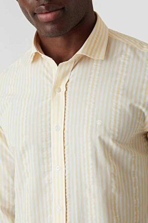 Bisse Erkek Slim Fit Uzun Kol Spor Gömlek SARI GM22Y221162_C17