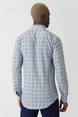 Bisse Erkek Slim Fit Uzun Kollu Desenli Spor Gömlek LACİ GM22Y221153_C39
