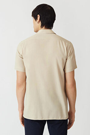 Bisse Erkek Regular Fit Kısa Kollu Gömlek BEJ