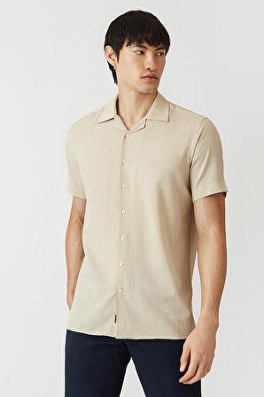 Bisse Erkek Regular Fit Kısa Kollu Gömlek BEJ