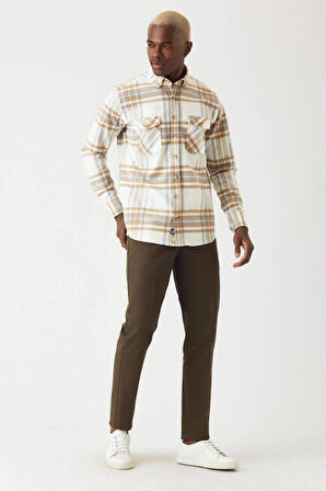 Bisse Erkek 4 Cep Çift Pileli Spor Pantolon HAKİ PNS22K22225_D49