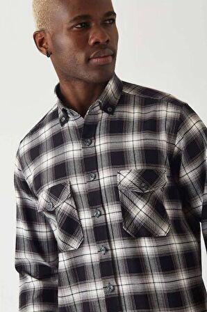 Bisse Erkek Regular Fit Uzun Kollu Flanel Gömlek SIYAH GM22K222083_E99