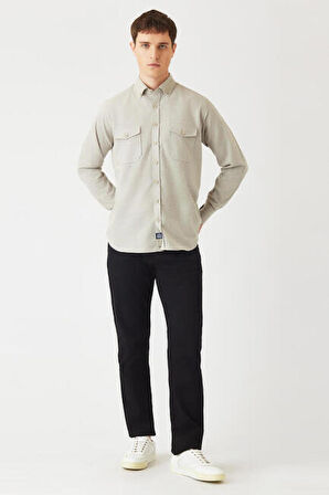 Bisse Erkek Regular Fit Uzun Kollu Flanel Gömek BEJ GM22K222081_D07