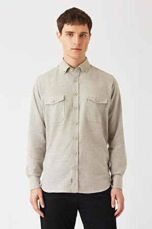 Bisse Erkek Regular Fit Uzun Kollu Flanel Gömek BEJ GM22K222081_D07