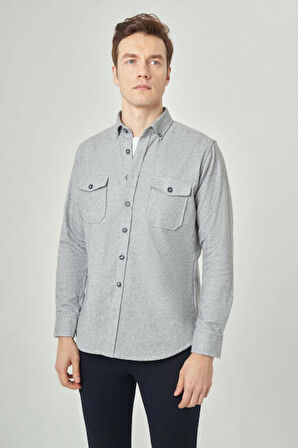Bisse Erkek Regular Fit Uzun Kollu Oduncu Gömlek GRİ GM22K222079_K55