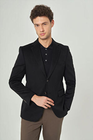 Bisse Erkek Modern Fit Mono Yaka 2 Düğmeli Çift Yırtmaçlı Ceket SIYAH PCK22K22240_D99