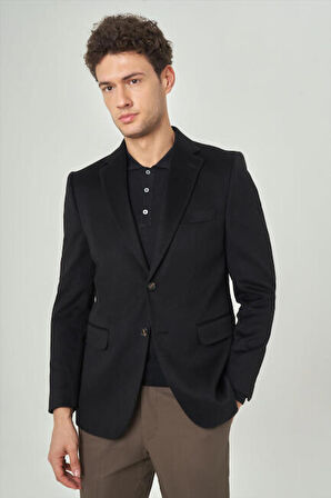 Bisse Erkek Modern Fit Mono Yaka 2 Düğmeli Çift Yırtmaçlı Ceket SIYAH PCK22K22240_D99