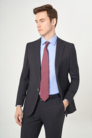 Bisse Erkek Modern Fit Mono Yaka 2 Düğme Çift Yırtmaçlı Takım Elbise Sıyah PTK22K22231_D99